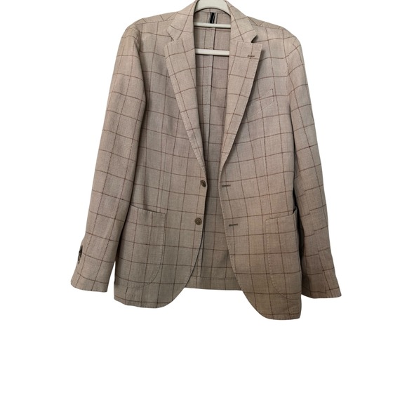 Other - LBM 1911 Beige Checker Casual Men's Coat Summer Jacket Light Fabric Tailored